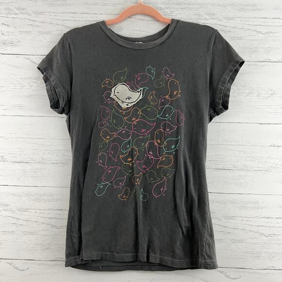 Scrapbook Tops - Scrapbook Gray Bird Print Short Sleeve Top Size XL
